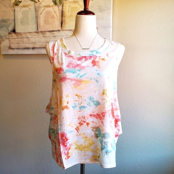 SO Tops - SO | Junior's Muscle Tank in Peach Multi Dye sz 2X